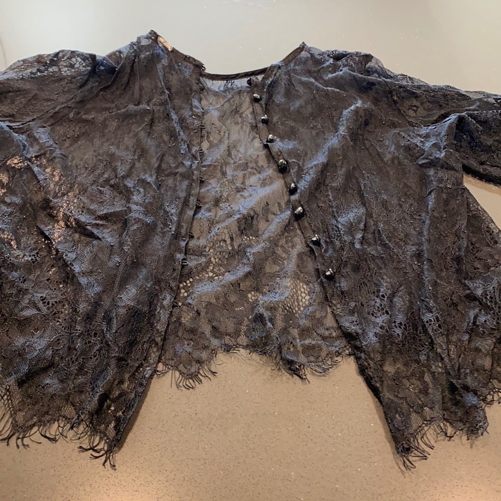 See through crop top button shirt